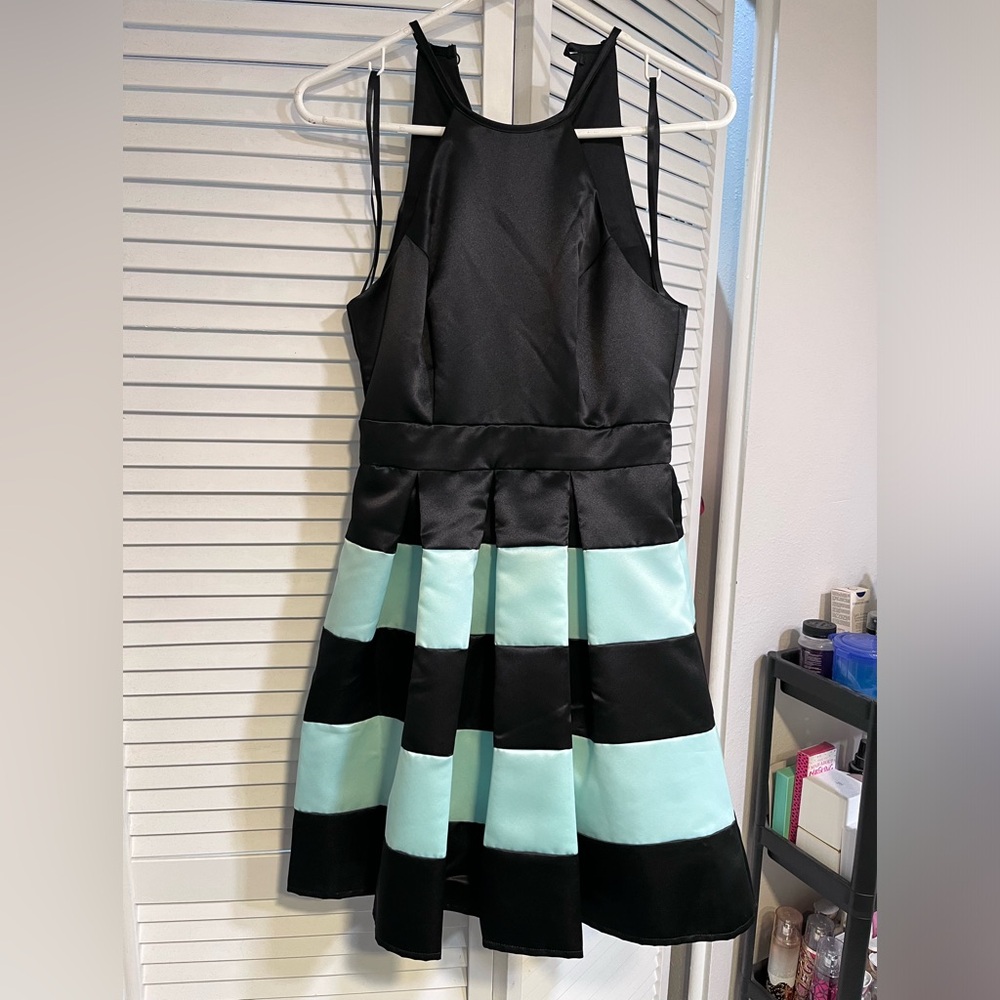 Windsor Semi-Formal Dress, Black & Turquoise Size 5/6